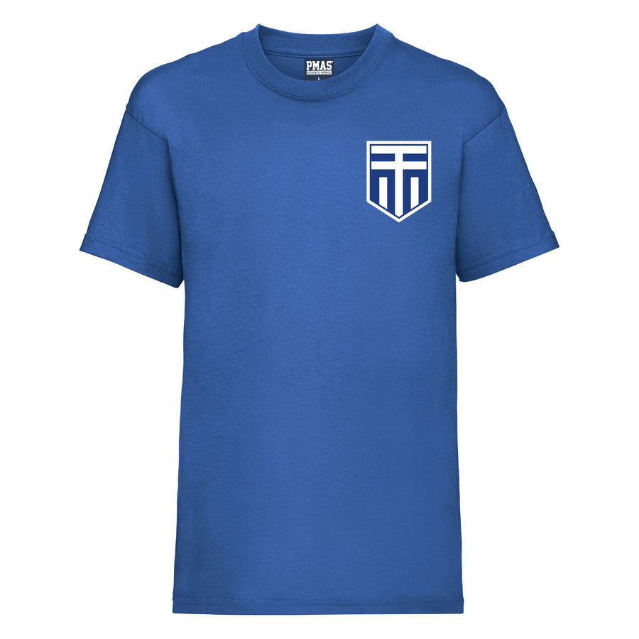 Kids Greece Away Cotton Football T-shirt With Free Personalisation - Royal