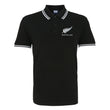 Load image into Gallery viewer, Adults New Zealand Embroidered Crest Rugby Polo Shirt - black white