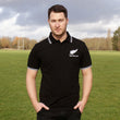 Load image into Gallery viewer, Adults New Zealand Embroidered Crest Rugby Polo Shirt - black white