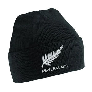 Kids New Zealand Vintage Retro Embroidered Rugby Football Beanie Hat