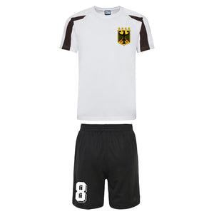 Kids Germany Deutsche Vintage Football Shirt & Shorts with Personalisation - White / Black