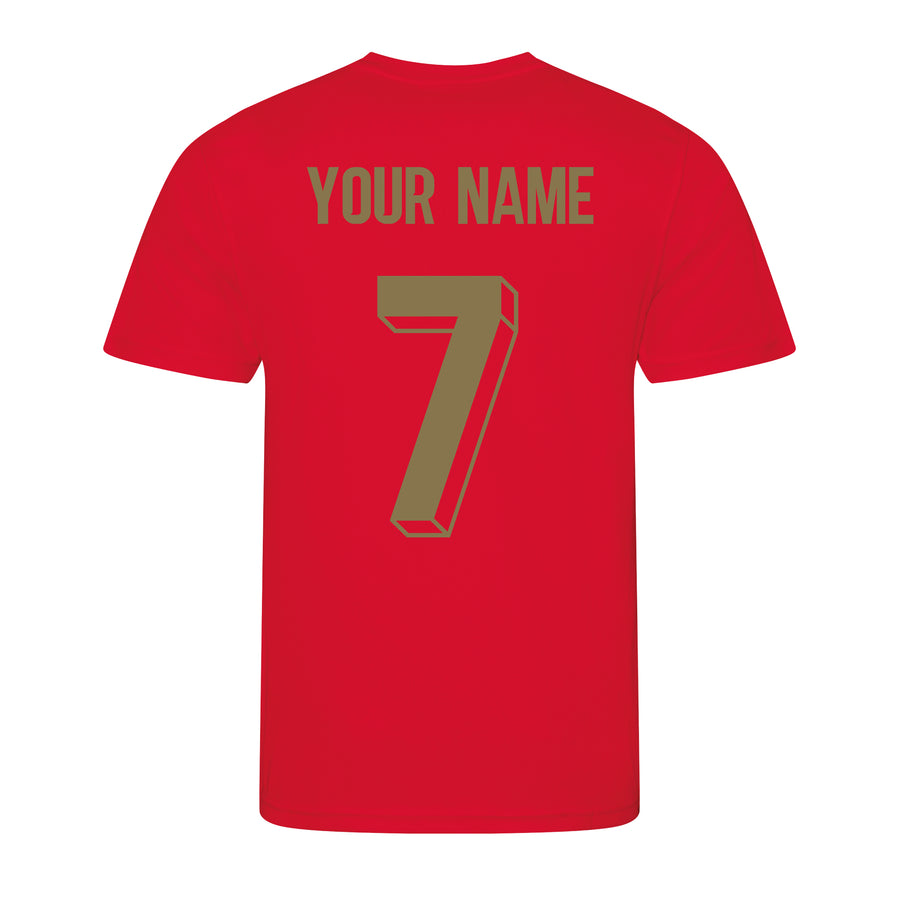 Kids Portugal Portuguesa Retro Football Shirt with Personalisation - Red / Red