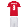 Load image into Gallery viewer, Kids England Football Kit Drill Training Shirt & Shorts with Personalisation - Fire Red With White Shorts