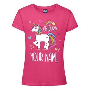 Girls Personalised Super Fabulous Rainbow Unicorn T-shirt