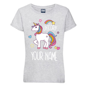 Girls Personalised Super Fabulous Rainbow Unicorn T-shirt