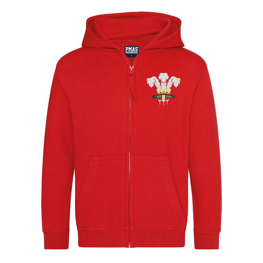 Kids Wales CYMRU Rugby Retro Style Zipped Hooded Sweatshirt