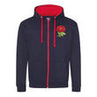 Load image into Gallery viewer, *Adult Unisex England Rugby Retro Style Two Tone Zipped Hooded Sweatshirt