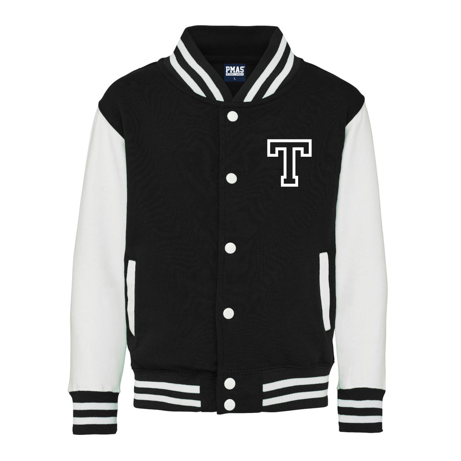 Kids Baseball Style Varsity Jacket and Matching Joggers - Personalised with Front Initial Step and Name on Back Letterman Style