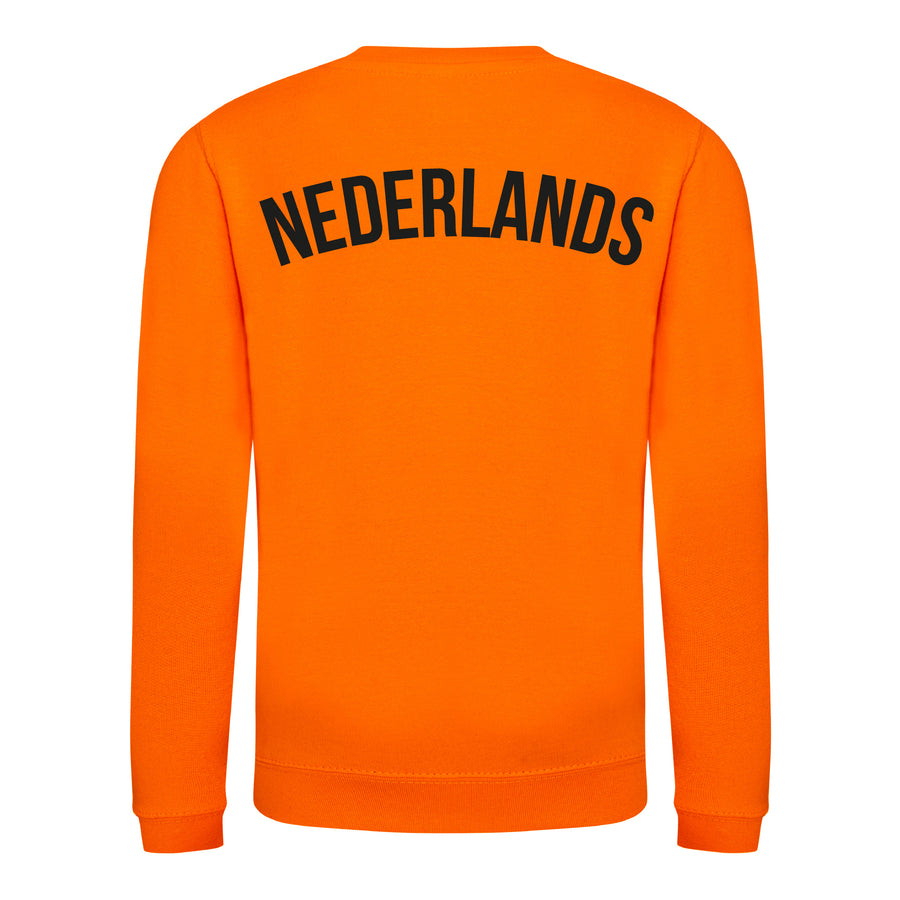 Kids Retro Holland Nederlands Embroidered Football Fan Sweatshirt Long Sleeve - Orange