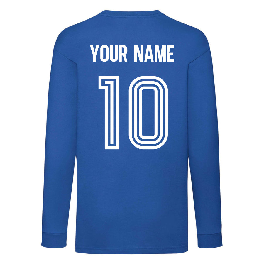 Kids France Home Cotton Football Long Sleeved T-shirt With Free Personalisation - Royal