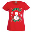 Load image into Gallery viewer, Ladies Fit Merry Christmas Snowman T-Shirt