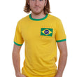 Load image into Gallery viewer, Adults Brazil Brasil Home Embroidered Retro Football T-Shirt Life Style Front