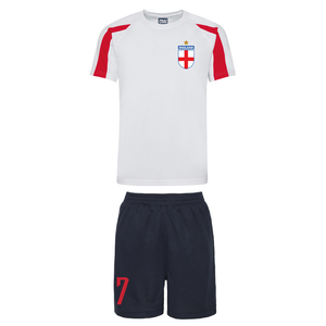 Kids Customisable England Football Home Kit Shirt and Navy Shorts with Free Personalisation