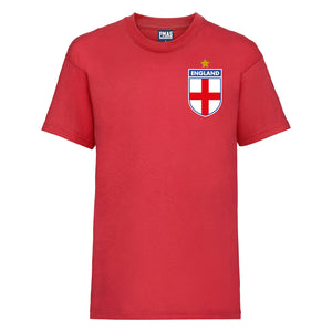 Kids England Away Cotton Football T-shirt With Free Personalisation - Red