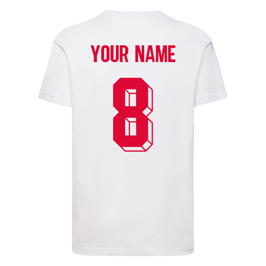 Kids England Home Football T-shirt With Free Personalisation - White