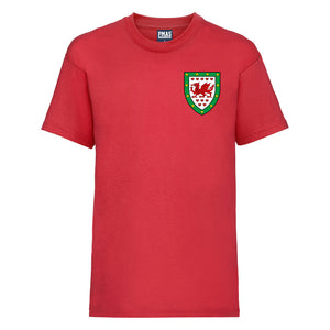 Kids Wales Home Bale Cotton Football T-shirt - Red
