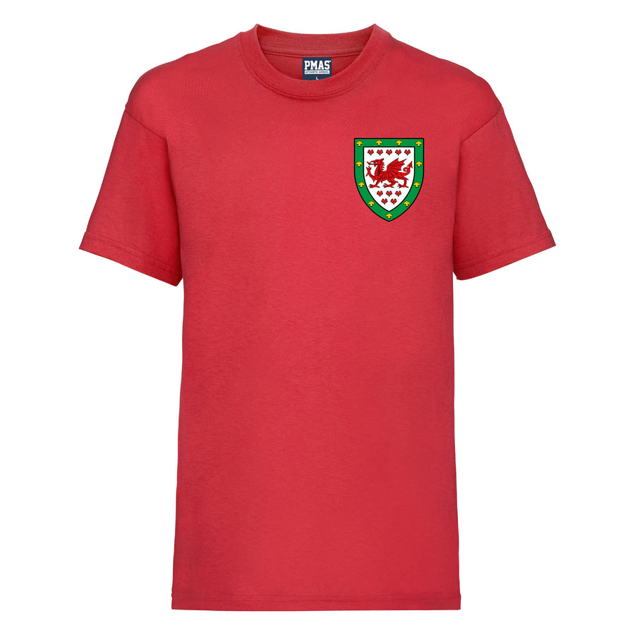 Kids Wales Home Cotton Football T-shirt With Free Personalisation - Red
