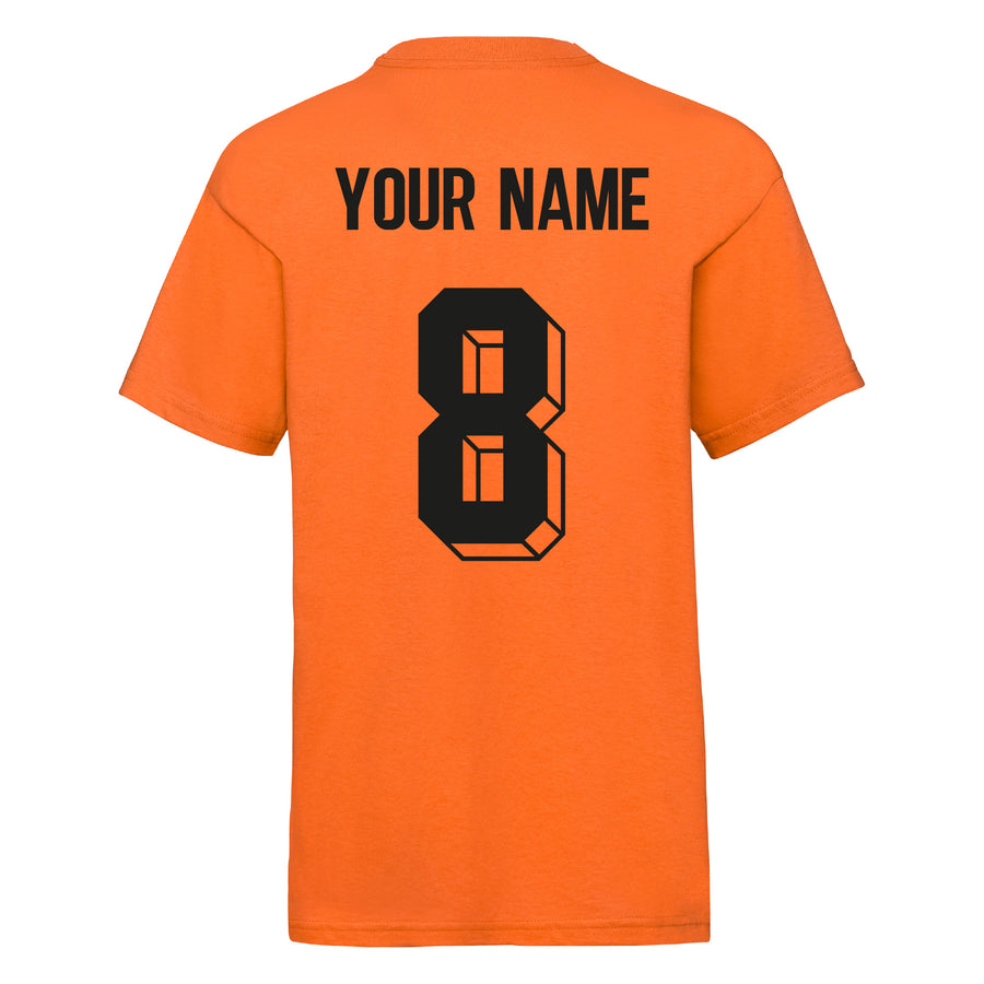 Kids Holland Home Cotton Football T-shirt With Free Personalisation - Orange