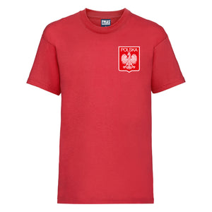 Kids Poland Home Cotton Football T-shirt With Free Personalisation - Red