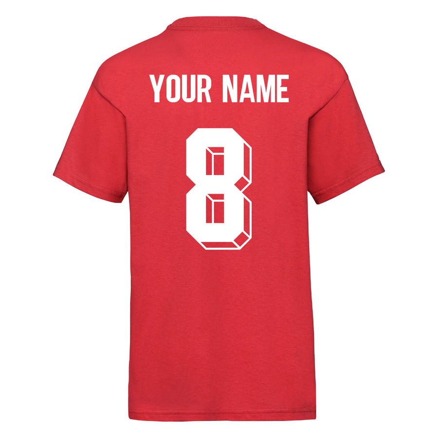 Kids Poland Home Cotton Football T-shirt With Free Personalisation - Red