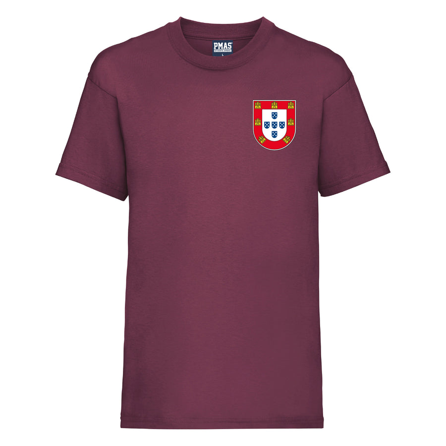 Kids Portugal Home Cotton Football T-shirt With Free Personalisation - Burgundy