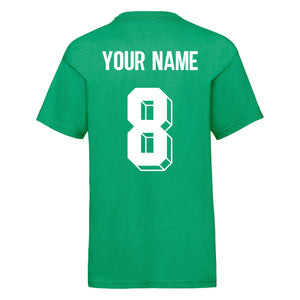 Kids Northern Ireland Home Cotton Football T-shirt With Free Personalisation - Kelly