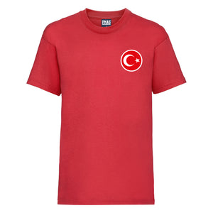Kids Turkey Away Cotton Football T-shirt With Free Personalisation - Red