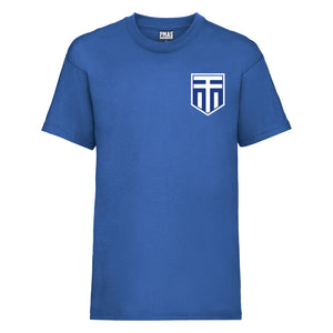 Kids Greece Away Cotton Football T-shirt With Free Personalisation - Royal