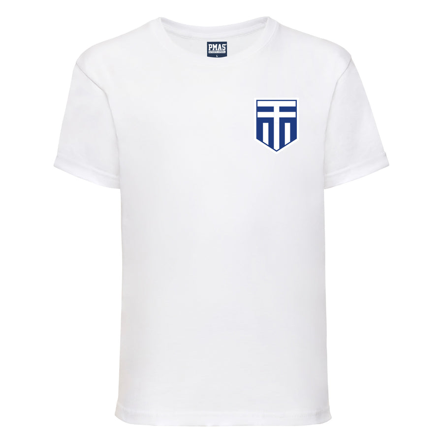 Kids Greece Home Cotton Football T-shirt With Free Personalisation - White