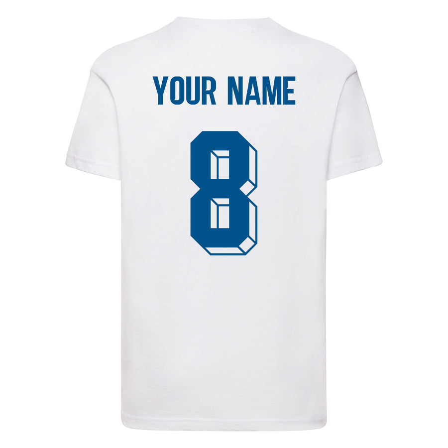 Kids Greece Home Cotton Football T-shirt With Free Personalisation - White