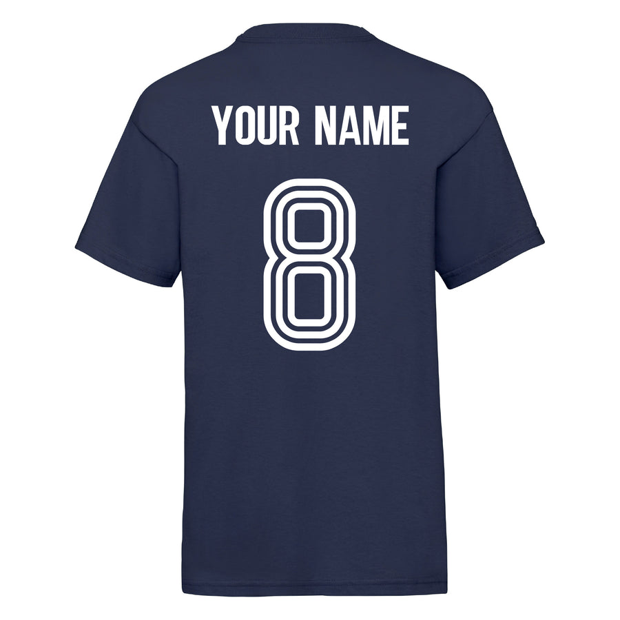 Kids Scotland Home Cotton Football T-shirt With Free Personalisation - Navy