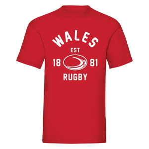 Unisex Wales CYMRU EST 1881 Rugby Ball T-Shirt