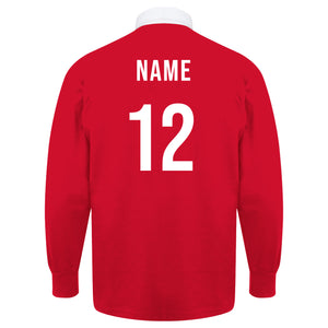 Kids Wales CYMRU Vintage Style Long Sleeve Rugby Shirt with Free Personalisation