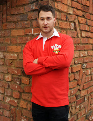 Unisex Wales CYMRU Vintage Style Long Sleeve Rugby Shirt with Free Personalisation