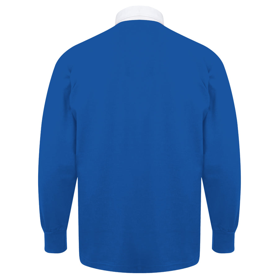 Adults Italy Italia Vintage Style Long Sleeve Rugby Shirt with Free Personalisation - Blue