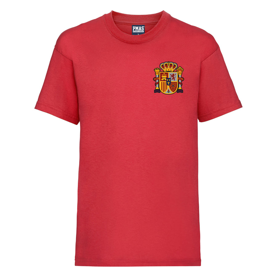 Kids Spain Espana Away Cotton Football T-shirt With Free Personalisation - Red