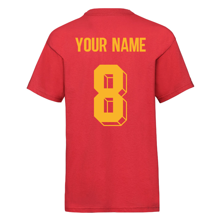 Kids Spain Espana Away Cotton Football T-shirt With Free Personalisation - Red