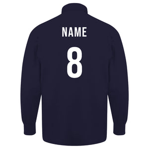 Adults France Vintage Style Long Sleeve Rugby Shirt with Free Personalisation - Navy Blue