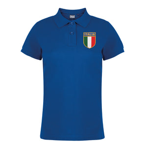Ladies Italy Italia Embroidered Crest Rugby Polo Shirt - Royal