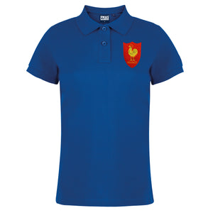 Ladies France Embroidered Crest Rugby Polo Shirt - Royal