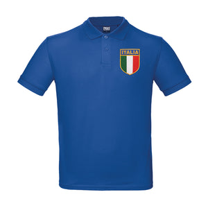 Kids Personalised Italy Italia Embroidered Crest Rugby Polo Shirt - Royal