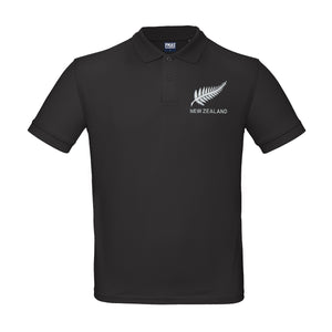 Kids Personalised New Zealand Embroidered Crest Rugby Polo Shirt - Black