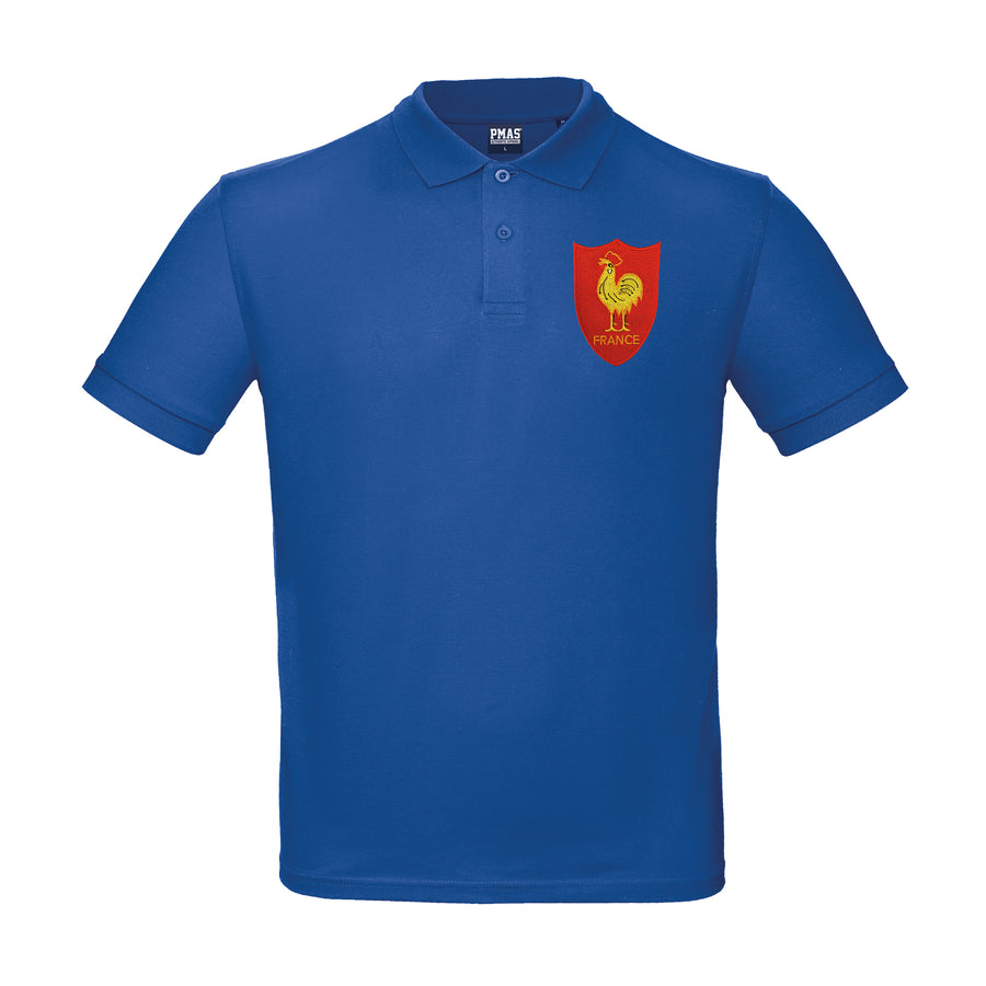 Kids Personalised France Embroidered Crest Rugby Polo Shirt - Royal