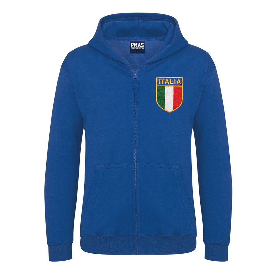 Kids Italy Italia Retro Style Rugby Zipped Hoodie With Embroidered