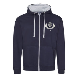 Unisex Scotland ALBA Rugby Retro Style Two Tone Zipped Hooded Sweatshirt