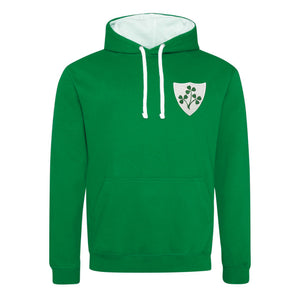 Unisex Ireland EIRE Rugby Retro Style Two Tone Hooded Sweatshirt