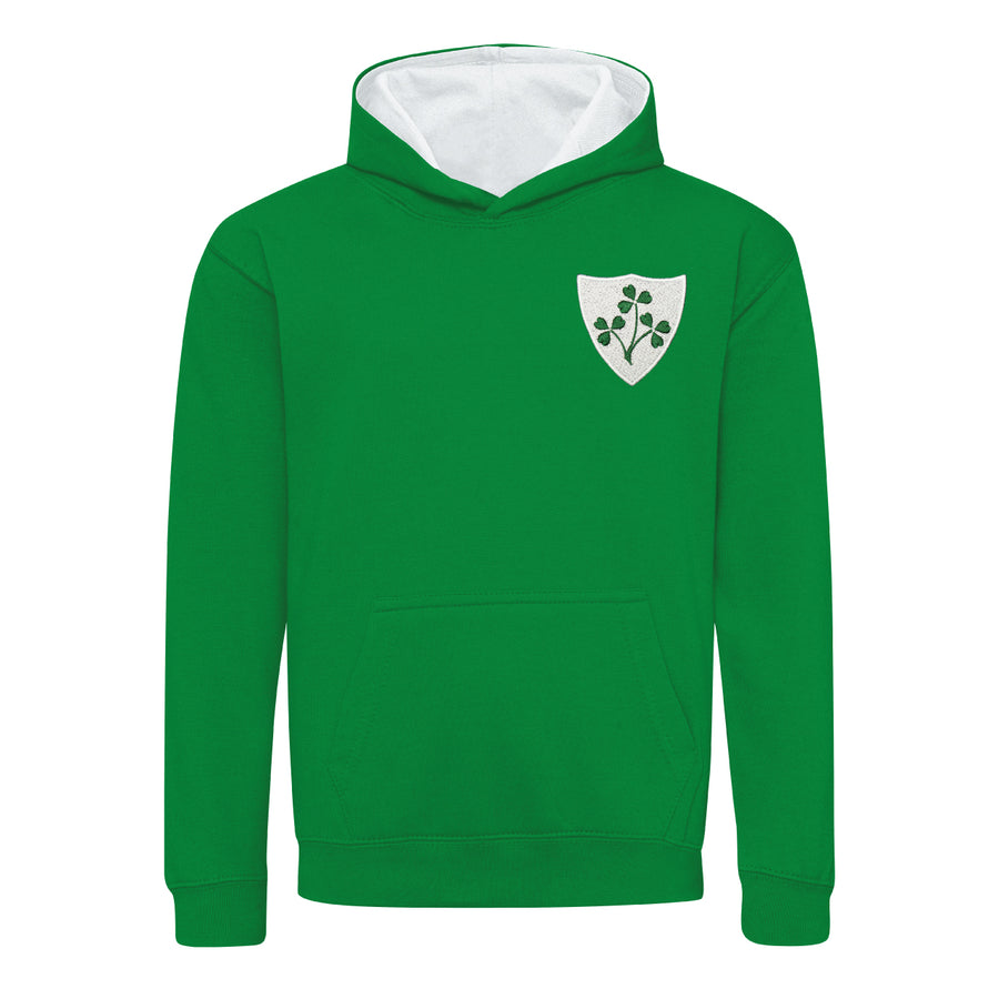 Kids Ireland EIRE Rugby Retro Style Two Tone Hooded Sweatshirt