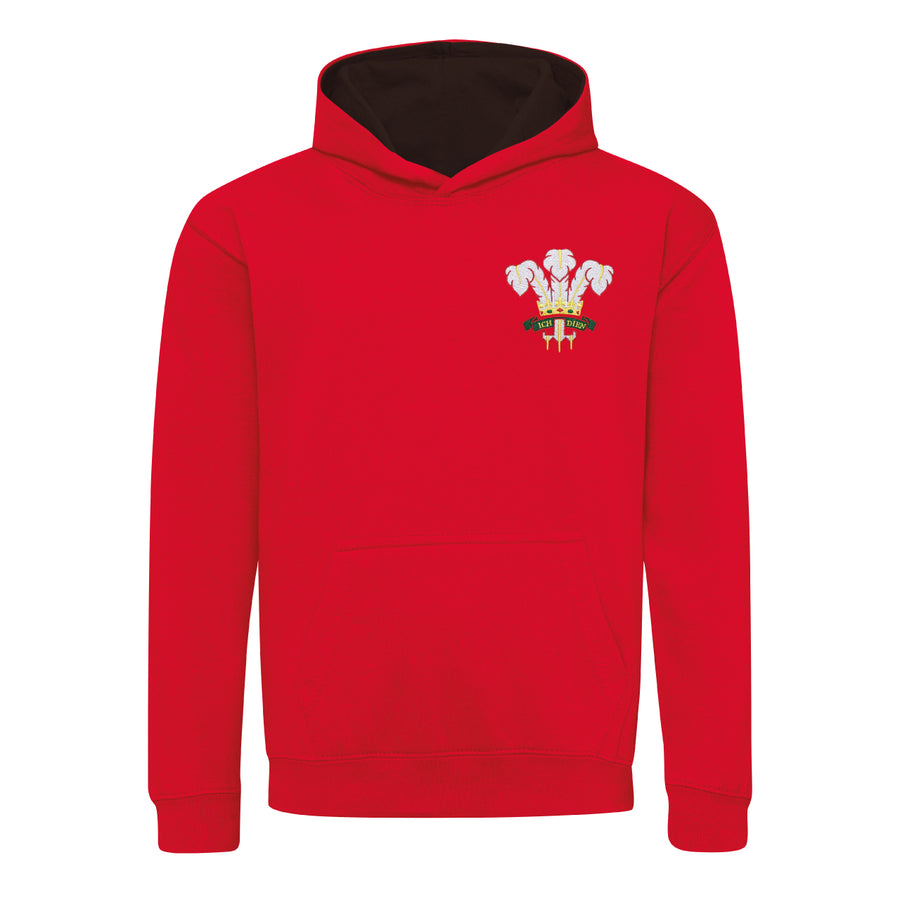 Kids Wales CYMRU Rugby Retro Style Two Tone Hooded Sweatshirt