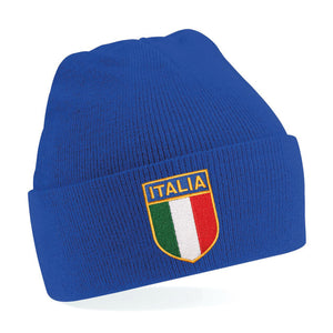 Kids Italy Italia Vintage Retro Embroidered Rugby Football Beanie Hat