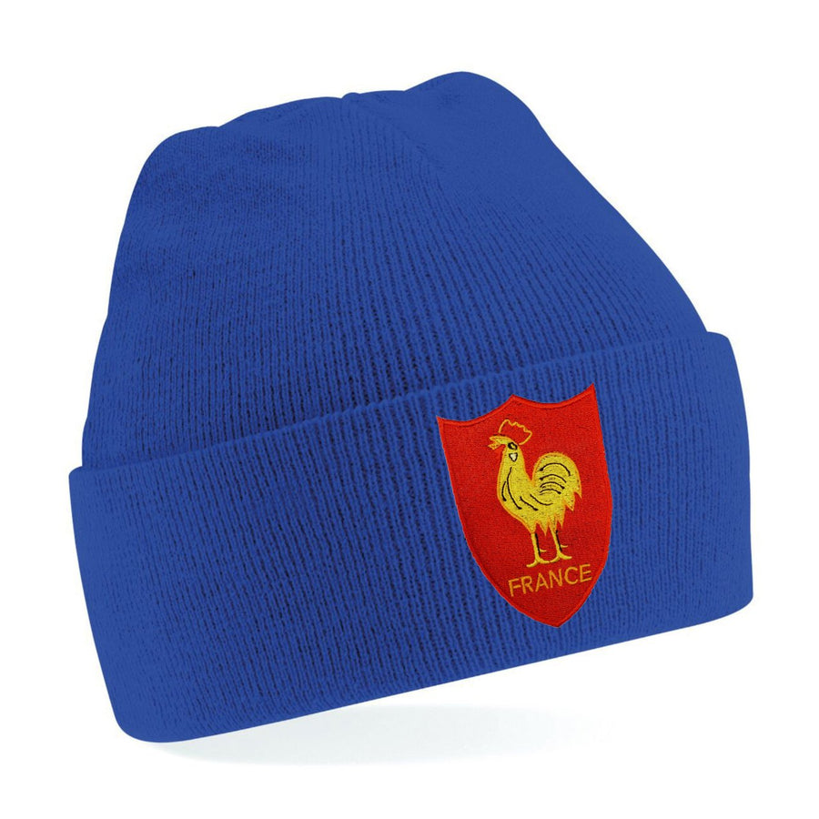 Kids France French Vintage Retro Embroidered Rugby Football Beanie Hat